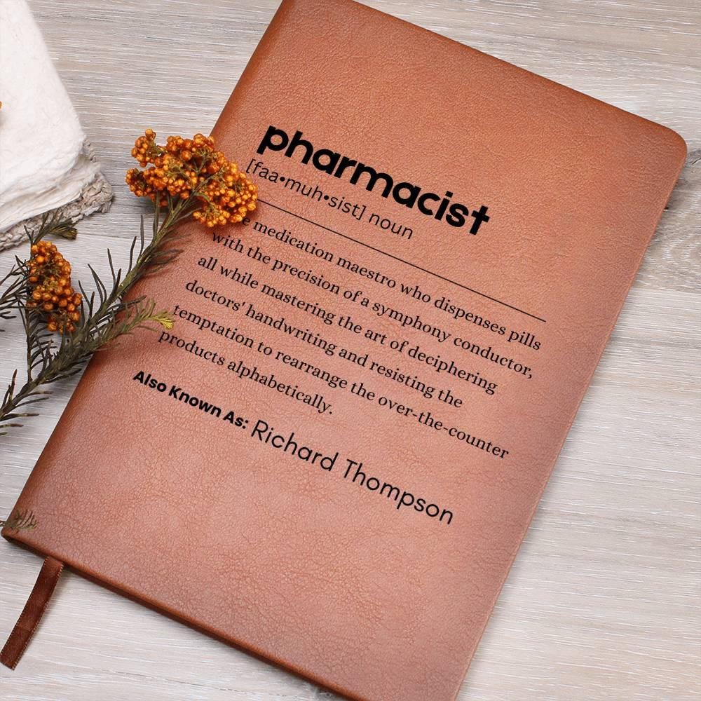 Pharmacist Definition Personalized Leather Journal – Thank You Gifts – view 9