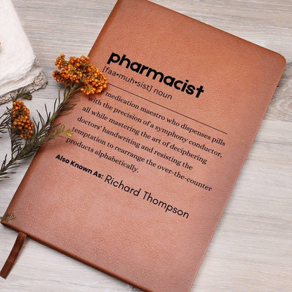 Pharmacist Definition Personalized Leather Journal – Thank You Gifts – view 9