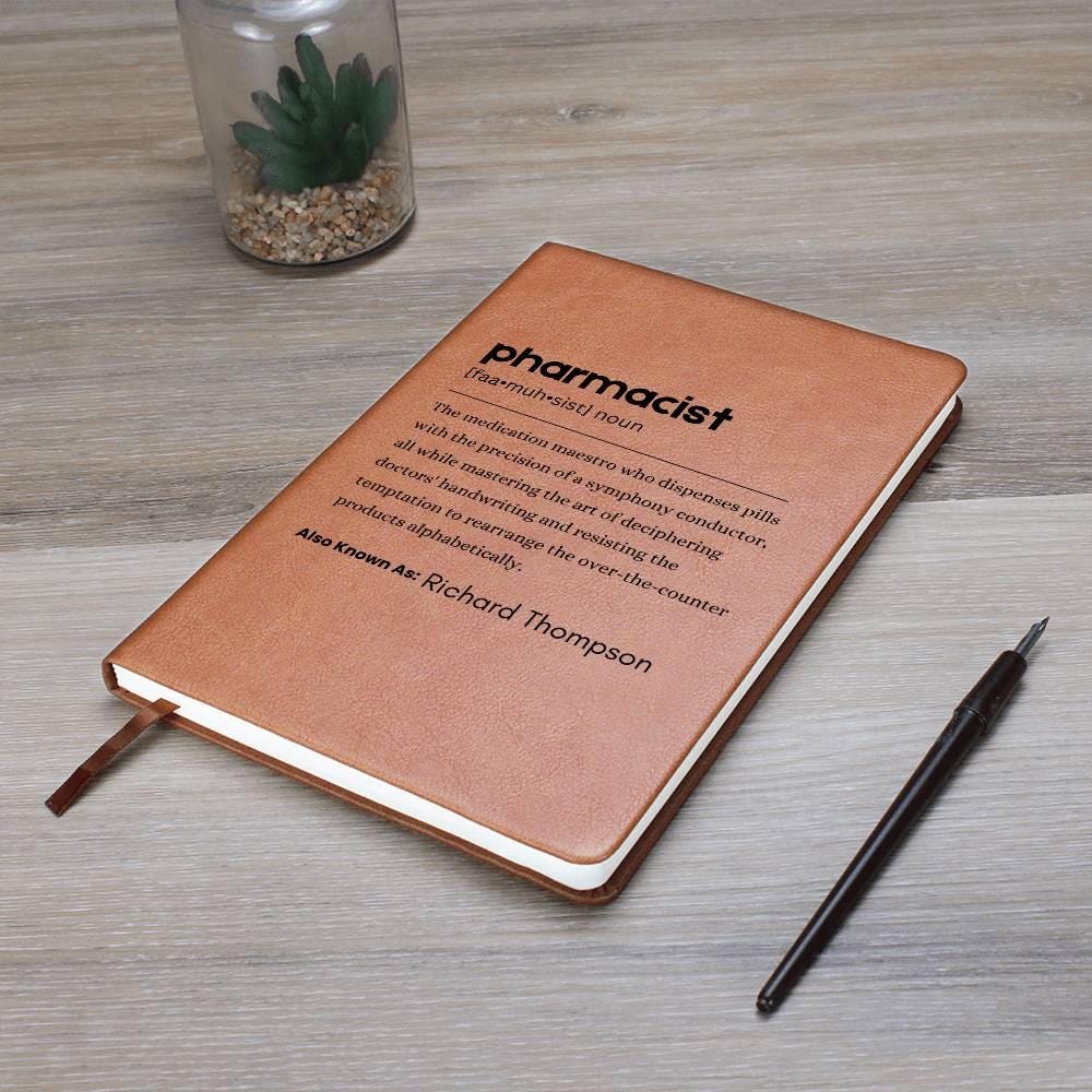 Pharmacist Definition Personalized Leather Journal – Thank You Gifts – view 5