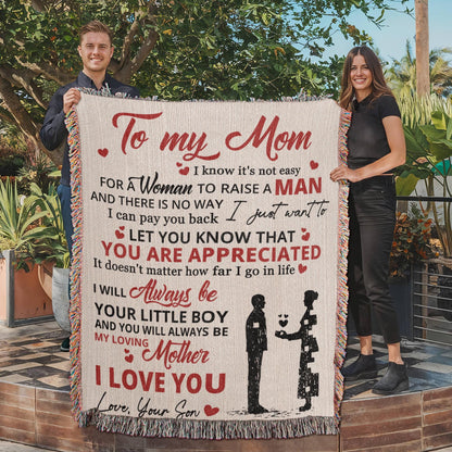To My Mom Personalized Woven Blanket from son – Mothers Day Gift – view 7