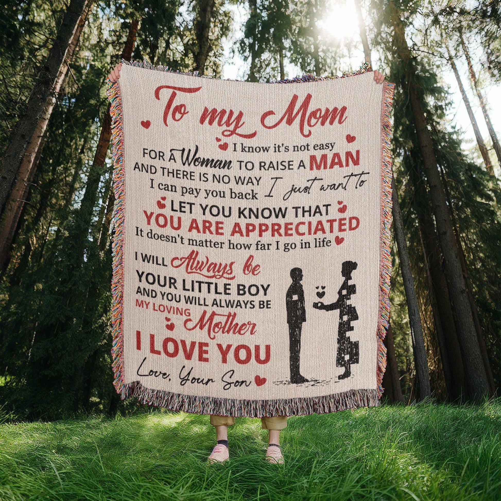 To My Mom Personalized Woven Blanket from son – Mothers Day Gift – view 6