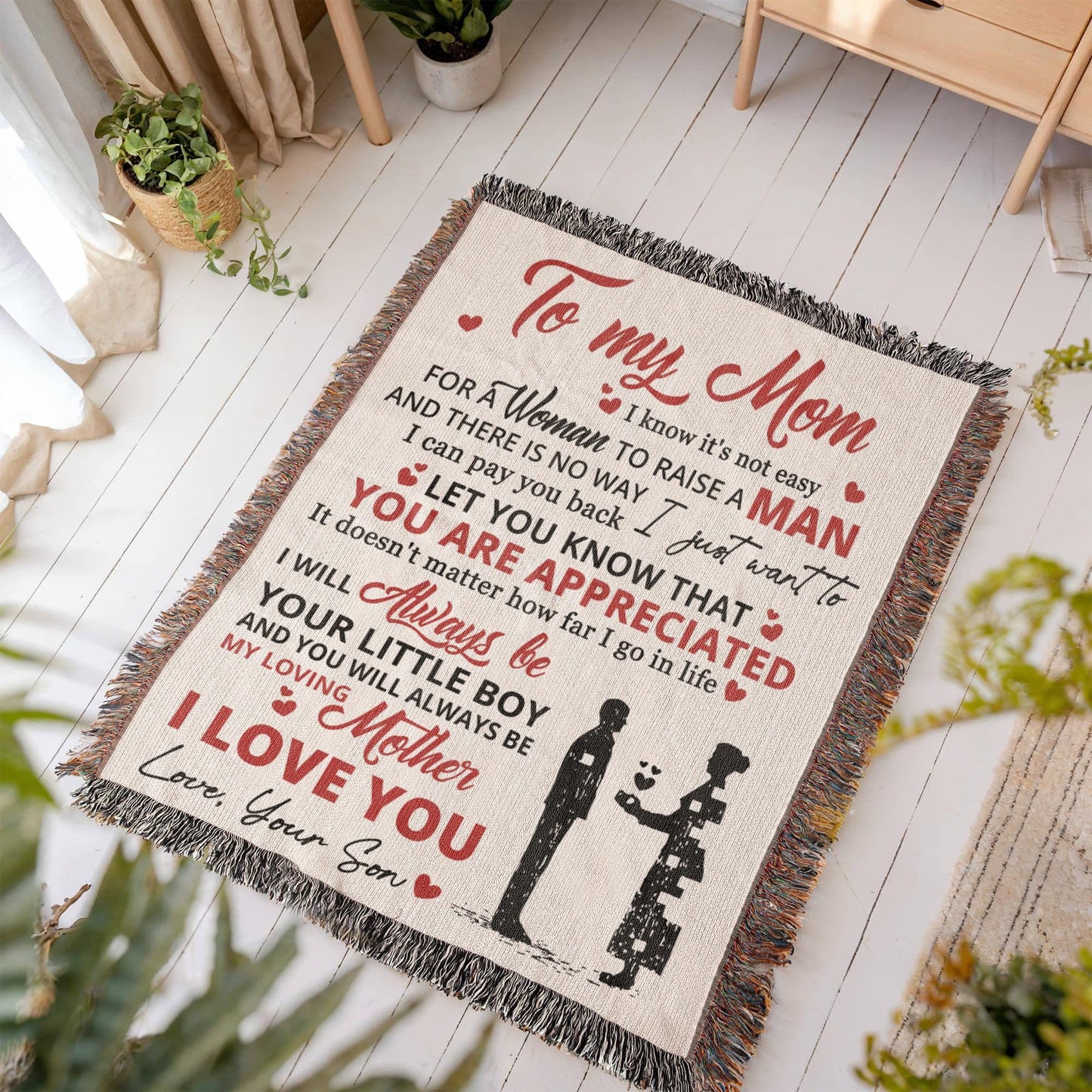 To My Mom Personalized Woven Blanket from son – Mothers Day Gift – view 4