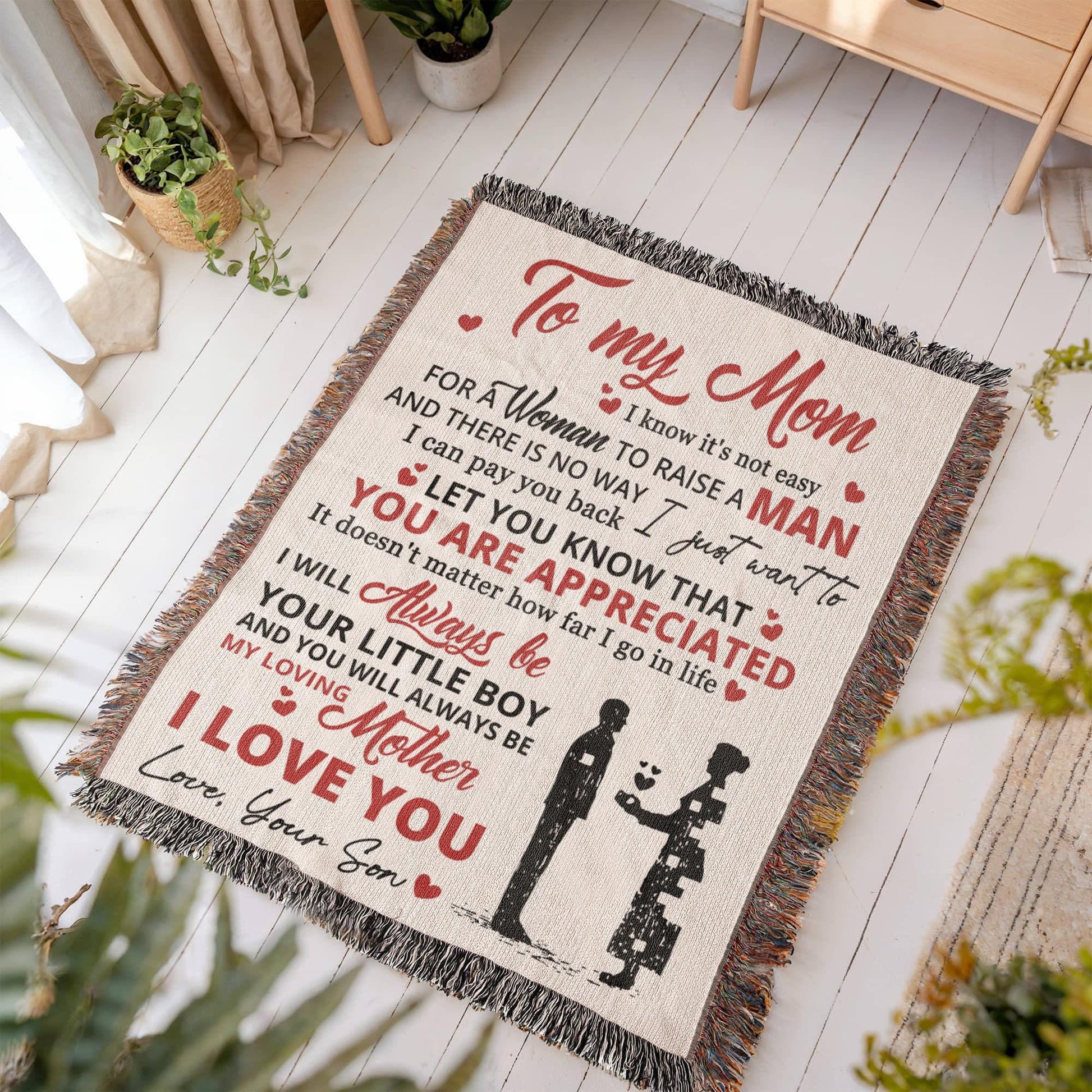 To My Mom Personalized Woven Blanket from son – Mothers Day Gift – view 4