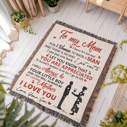 To My Mom Personalized Woven Blanket from son – Mothers Day Gift – view 4