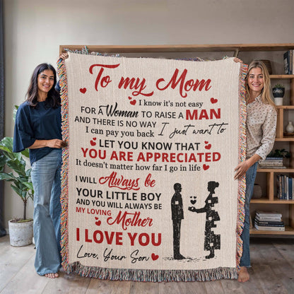 To My Mom Personalized Woven Blanket from son – Mothers Day Gift