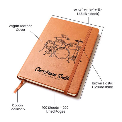 Personalized Drummer Gift Leather Journal – Drumming Gifts – view 6