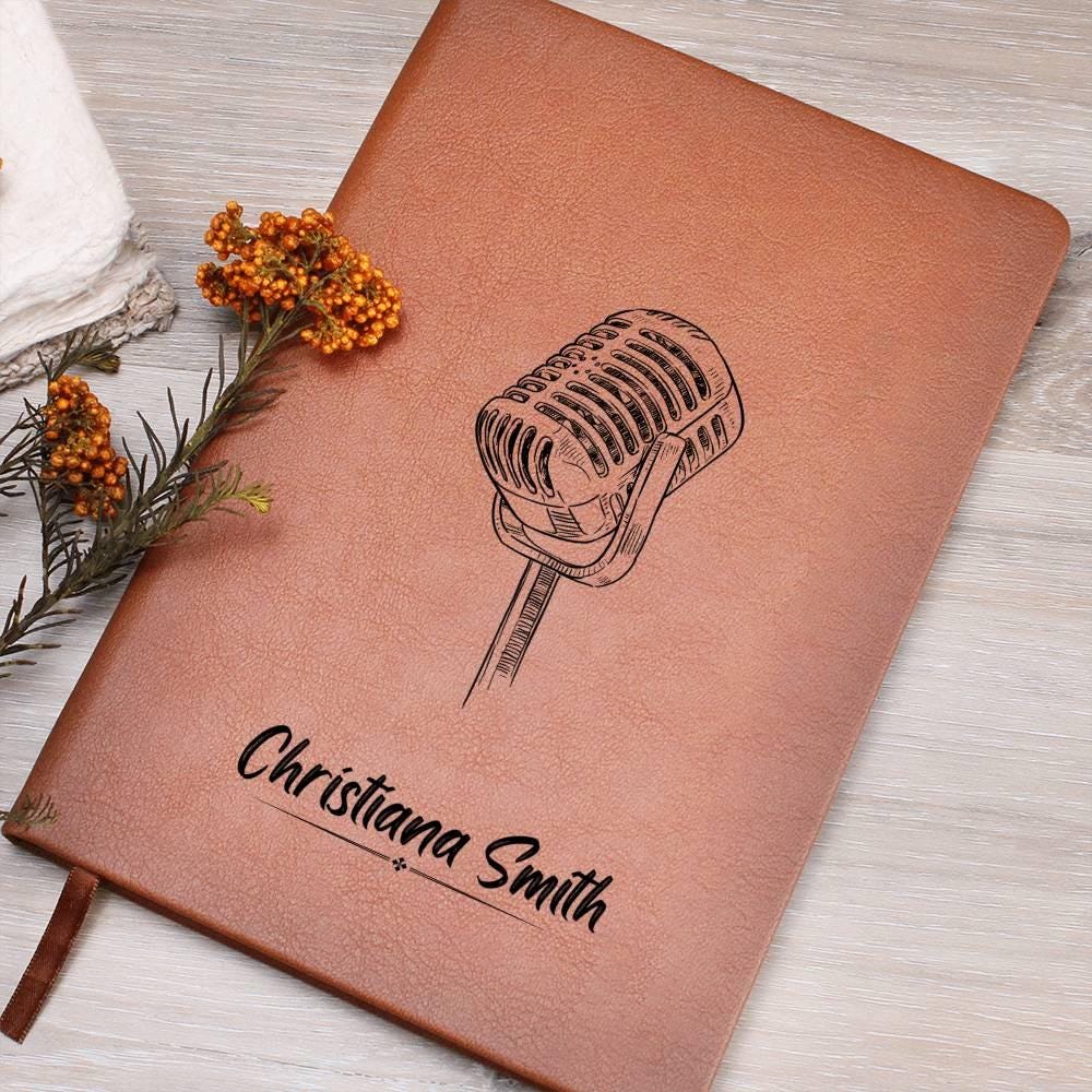 Personalized Classic Microphone Leather Journal – Musician Gifts – view 9