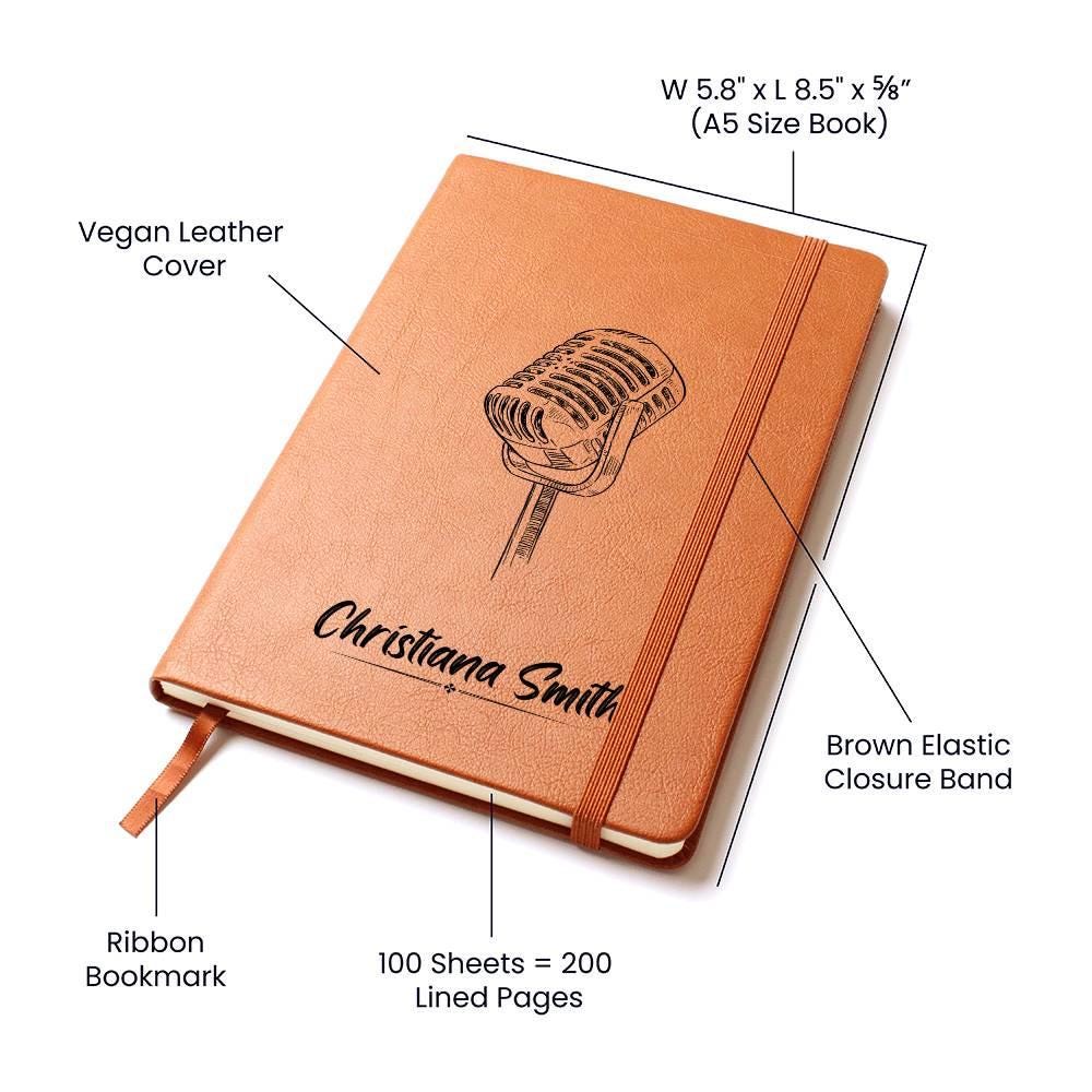Personalized Classic Microphone Leather Journal – Musician Gifts – view 3