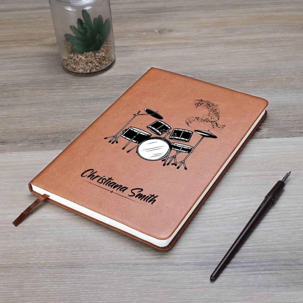 Drum Set Personalized Leather Journal – Gift for Drummer – view 9