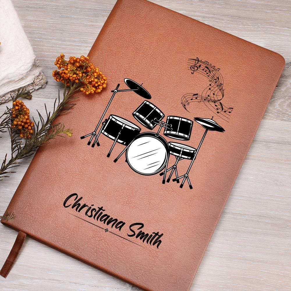 Drum Set Personalized Leather Journal – Gift for Drummer – view 8