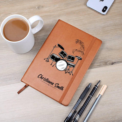 Drum Set Personalized Leather Journal – Gift for Drummer – view 6