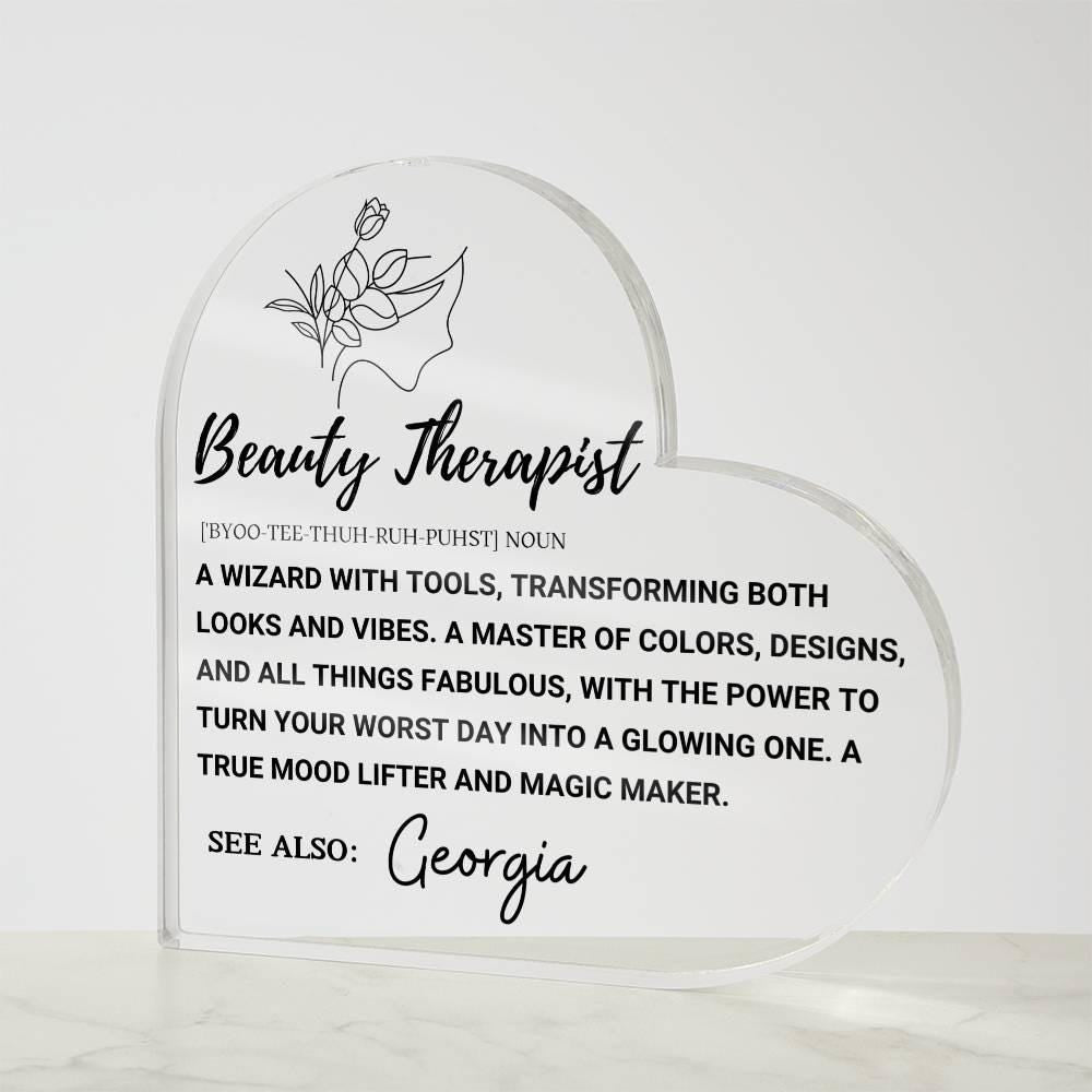 Beauty Therapist Definition Heart Acrylic Plaque – Beauty Expert gift – view 4