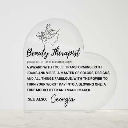 Beauty Therapist Definition Heart Acrylic Plaque – Beauty Expert gift – view 5