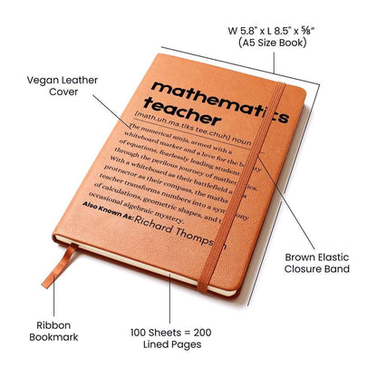 Mathematics Teacher Personalized Definition Leather Journal – view 4