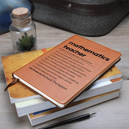 Mathematics Teacher Personalized Definition Leather Journal – view 3