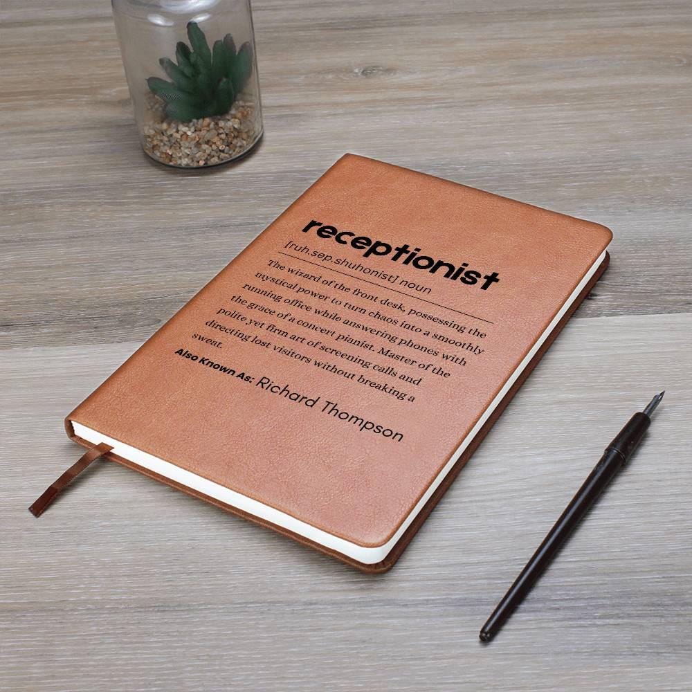 Receptionist Personalized Definition Leather Journal – Christmas Gift – view 9