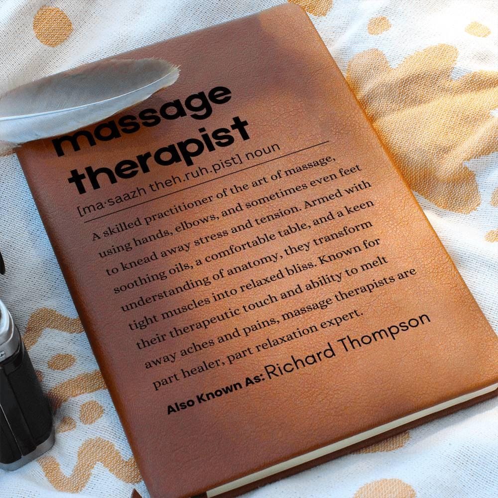 Massage Therapist Personalized Definition Leather Journal – view 7