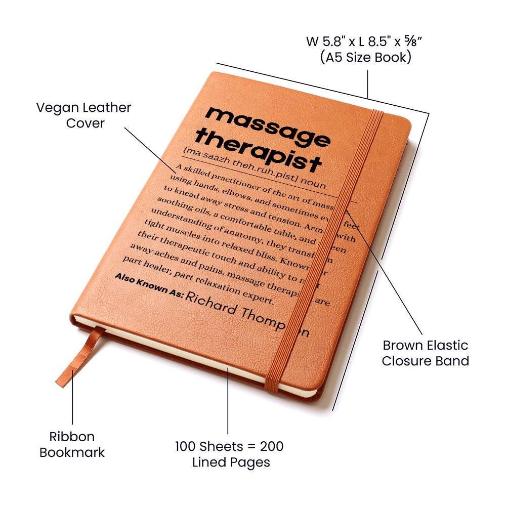 Massage Therapist Personalized Definition Leather Journal – view 3