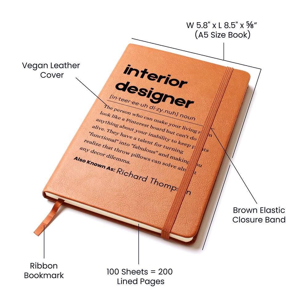 Interior Designer Personalized Definition Leather Journal – view 3