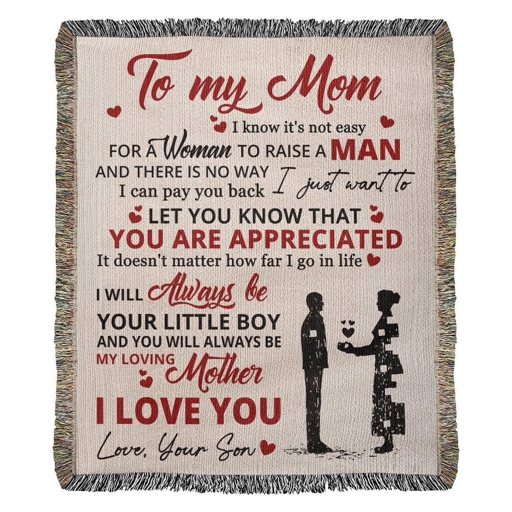 To My Mom Personalized Woven Blanket from son – Mothers Day Gift – view 5