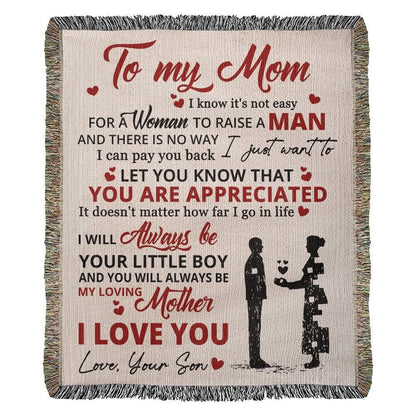 To My Mom Personalized Woven Blanket from son – Mothers Day Gift – view 5