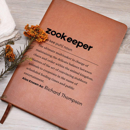 Personalized Zookeeper Definition Leather Journal – Thank You Gifts – view 7