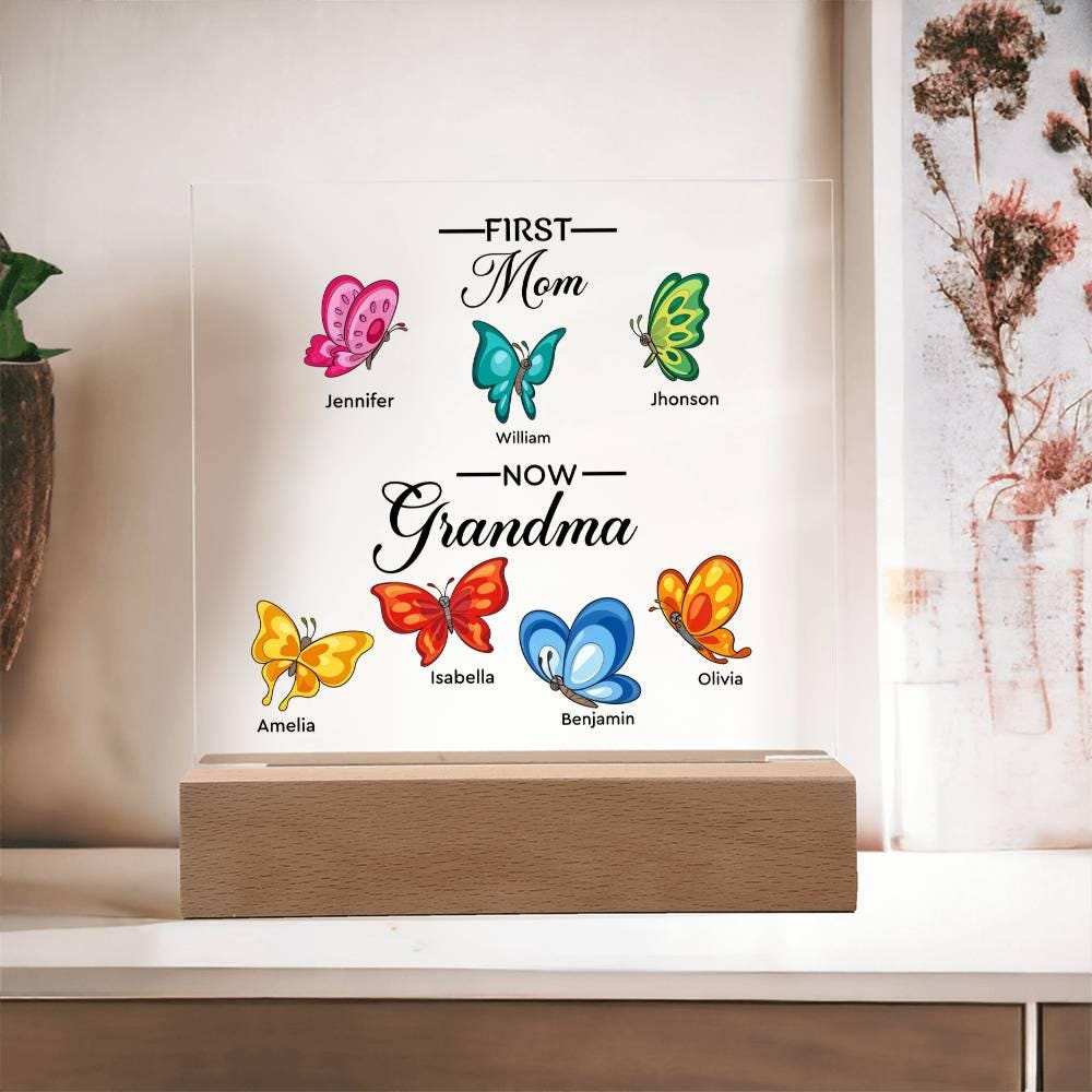 First Mom Now Grandma Personalized Butterfly Acrylic Plaque – view 10