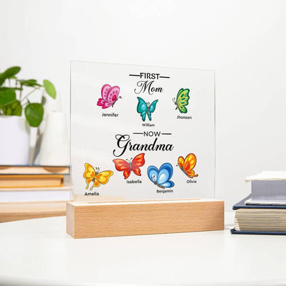 First Mom Now Grandma Personalized Butterfly Acrylic Plaque – view 9
