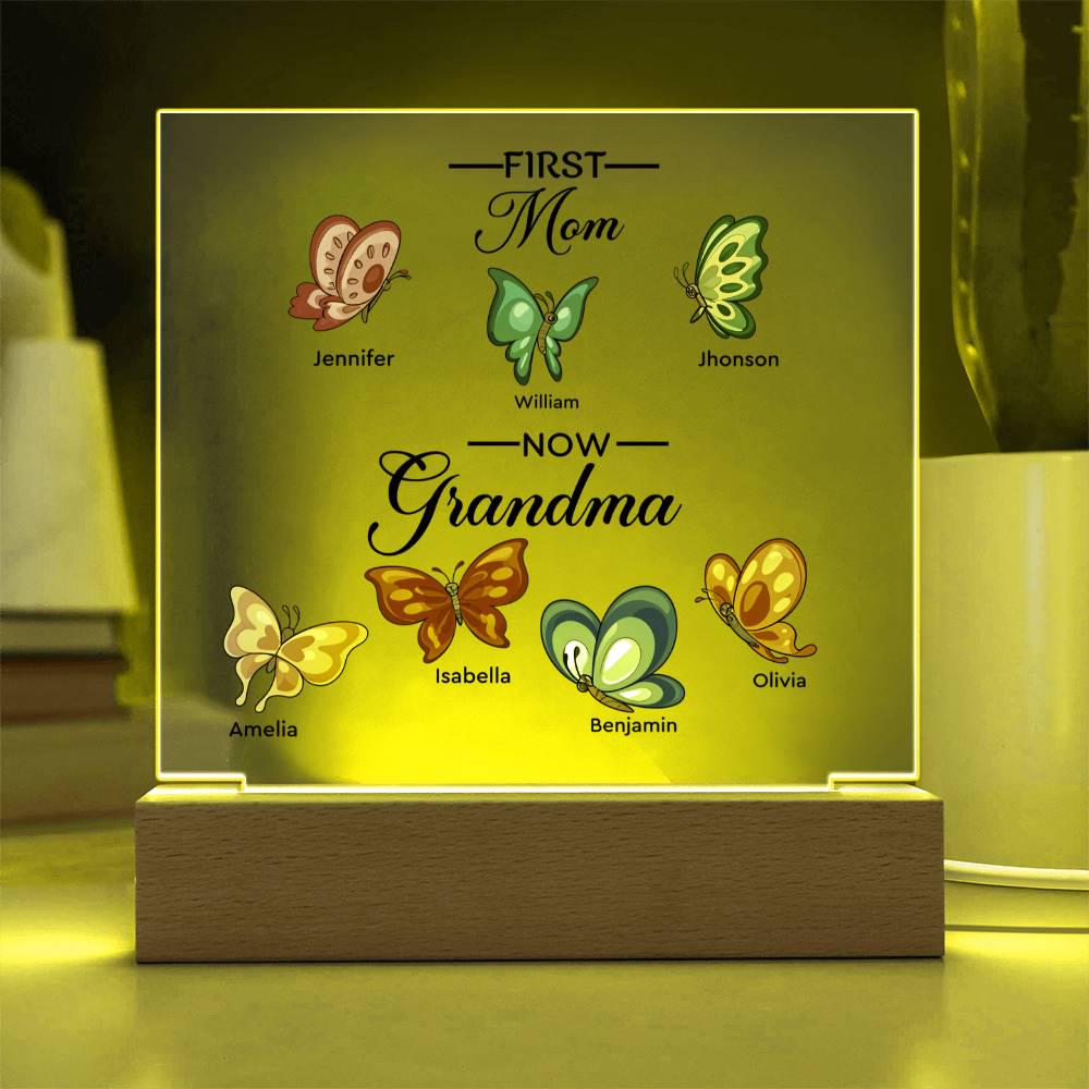 First Mom Now Grandma Personalized Butterfly Acrylic Plaque – view 8