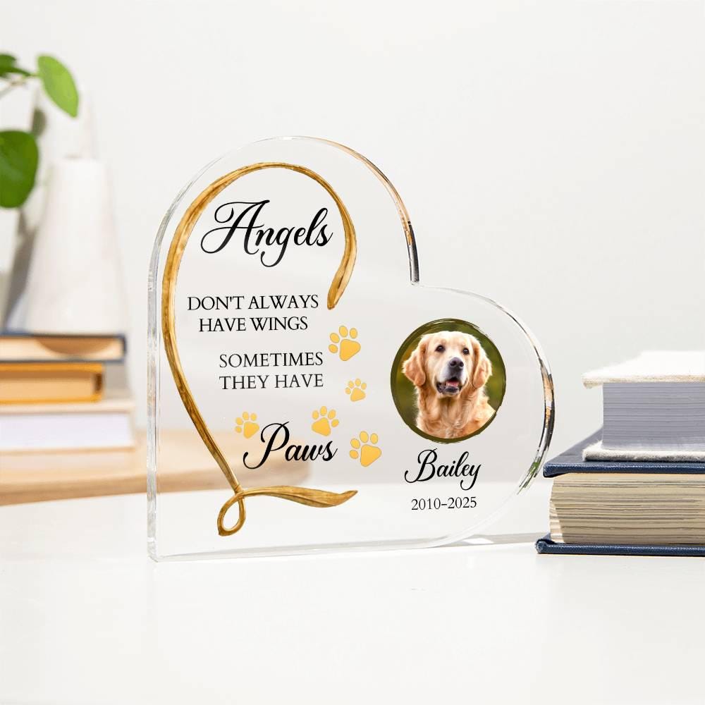 Personalized Dog Memorial Heart Acrylic Plaque – In Memory of Dog – view 7