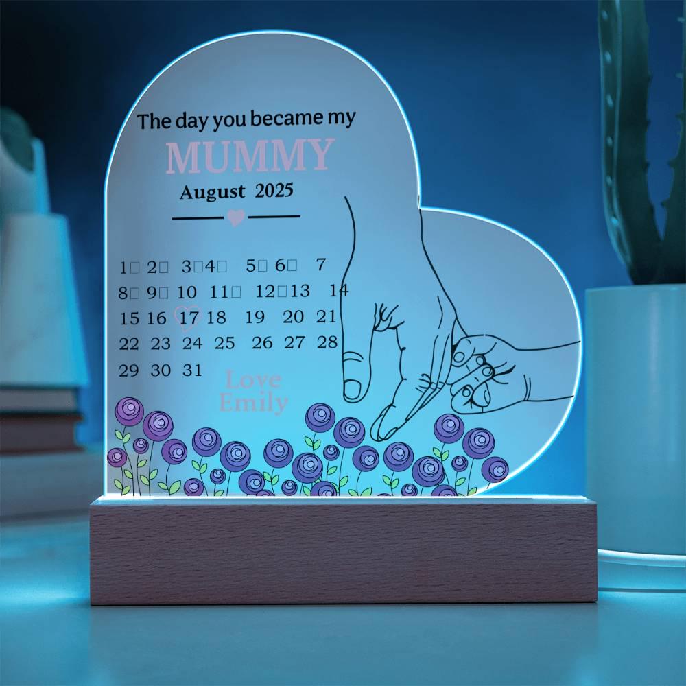 The day you became my Mummy Personalized Heart Acrylic Plaque – view 4