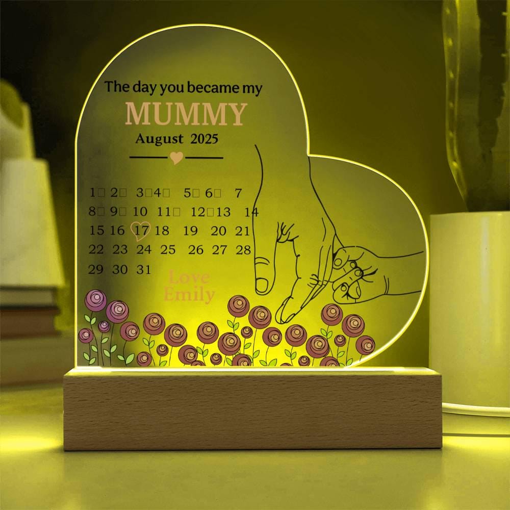 The day you became my Mummy Personalized Heart Acrylic Plaque – view 10