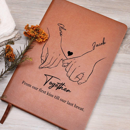 Personalized Couple Leather Journal – Custom Anniversary Gift – view 2