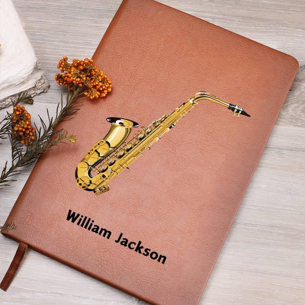 Personalized Saxophone Leather Journal – Gift for Saxophonists – view 2