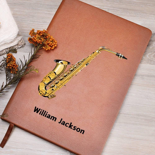 Personalized Saxophone Leather Journal – Gift for Saxophonists – view 2