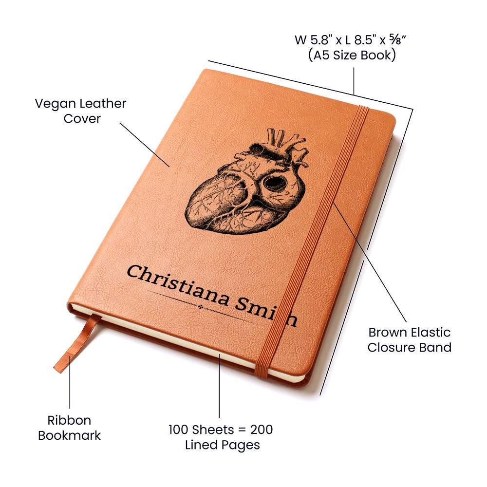 Personalized Anatomical Heart Leather Journal – Gift for Cardiologist – view 4