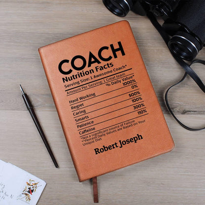 Coach Nutrition Facts Personalized Leather Journal – Gifts for Coach – view 10