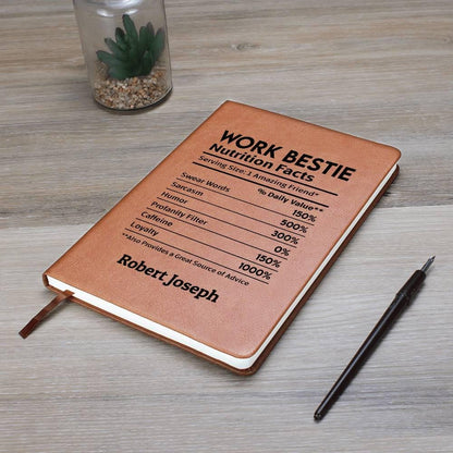 Work bestie nutrition facts personalized leather journal – view 10