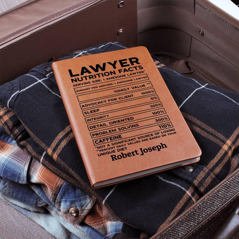 Lawyer Nutrition Facts Personalized Leather Journal – Gift for Lawyer – view 8