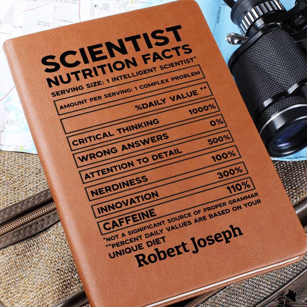 Scientist Nutrition Facts Personalized Leather Journal – Lab Scientist – view 7