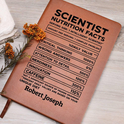 Scientist Nutrition Facts Personalized Leather Journal – Lab Scientist