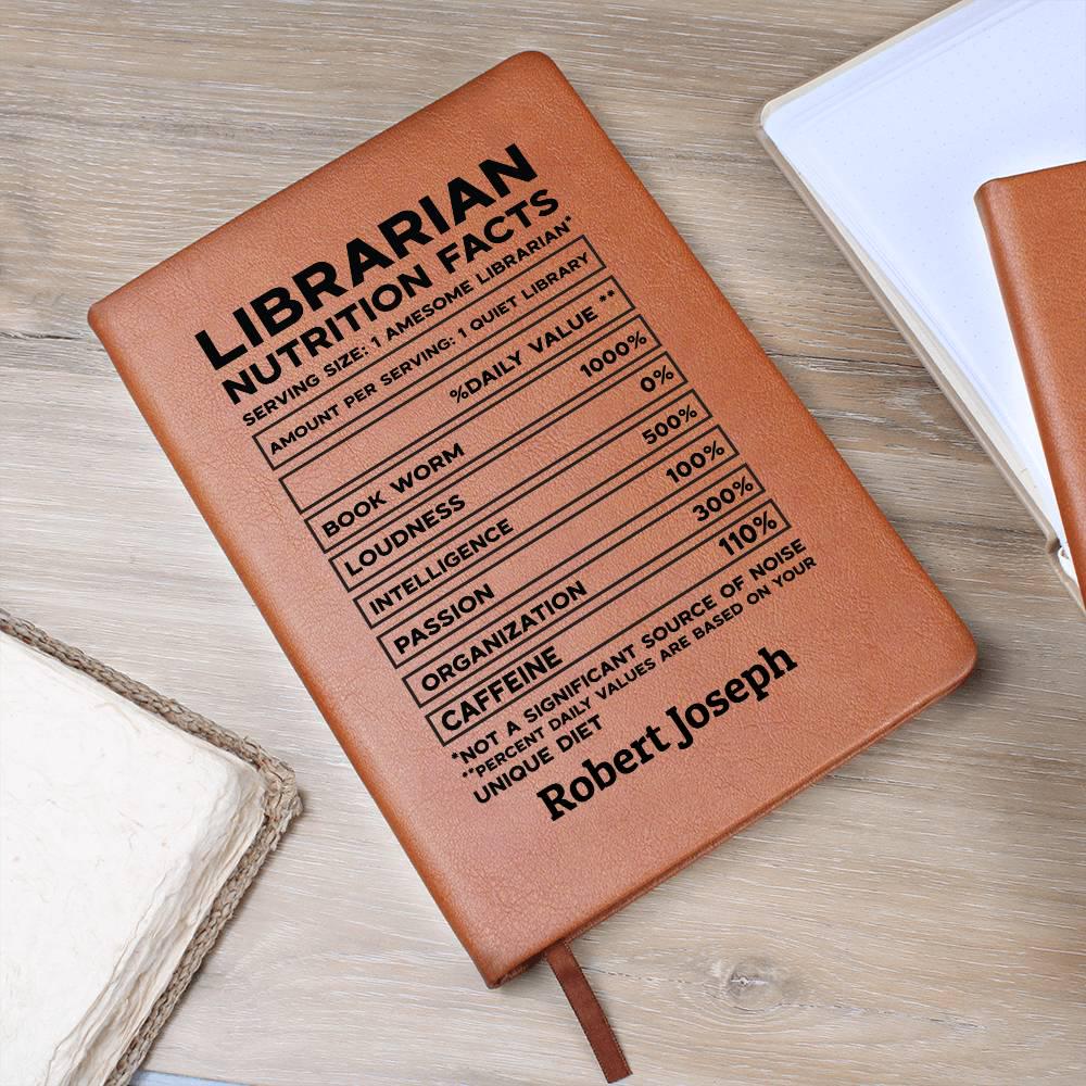 Librarian Nutrition Facts Personalized Leather Journal – view 10