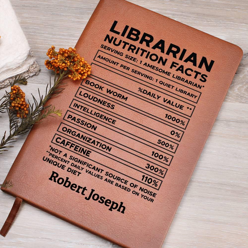 Librarian Nutrition Facts Personalized Leather Journal