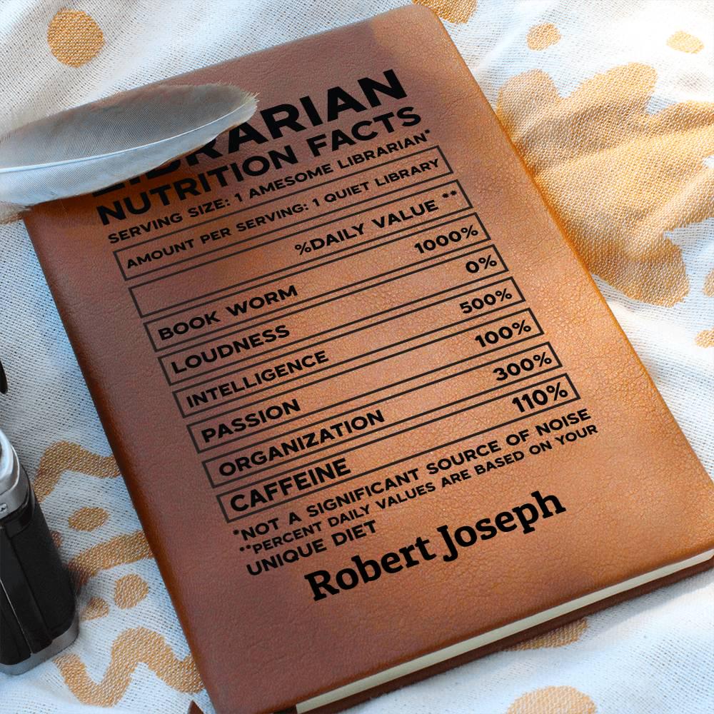 Librarian Nutrition Facts Personalized Leather Journal – view 7