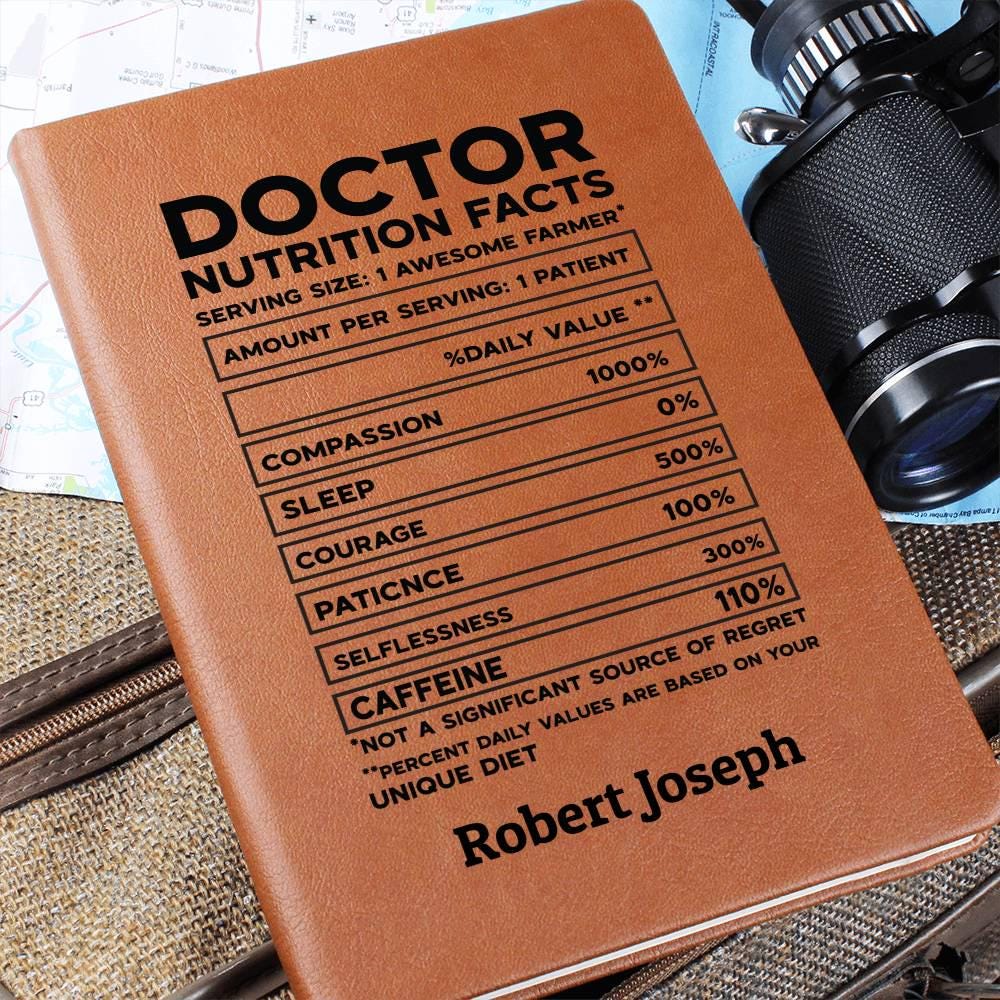 Doctor Nutrition Facts Personalized Leather Journal – Gifts for Doctor – view 2