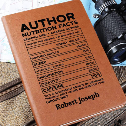 Author Nutrition Facts Personalized Leather Journal – Gift for Author – view 5