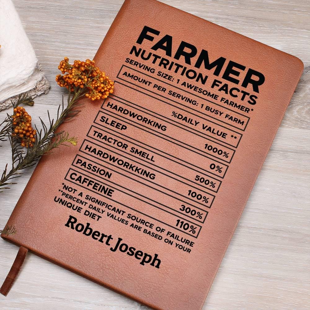 Farmer Nutrition Facts Personalized Leather Journal – Gifts for Farmer