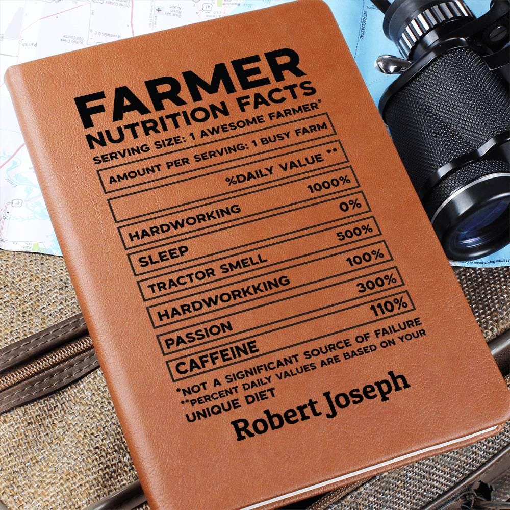 Farmer Nutrition Facts Personalized Leather Journal – Gifts for Farmer – view 2