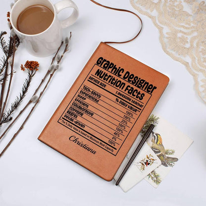 Graphic Designer Nutrition Facts Personalized Leather journal – view 10