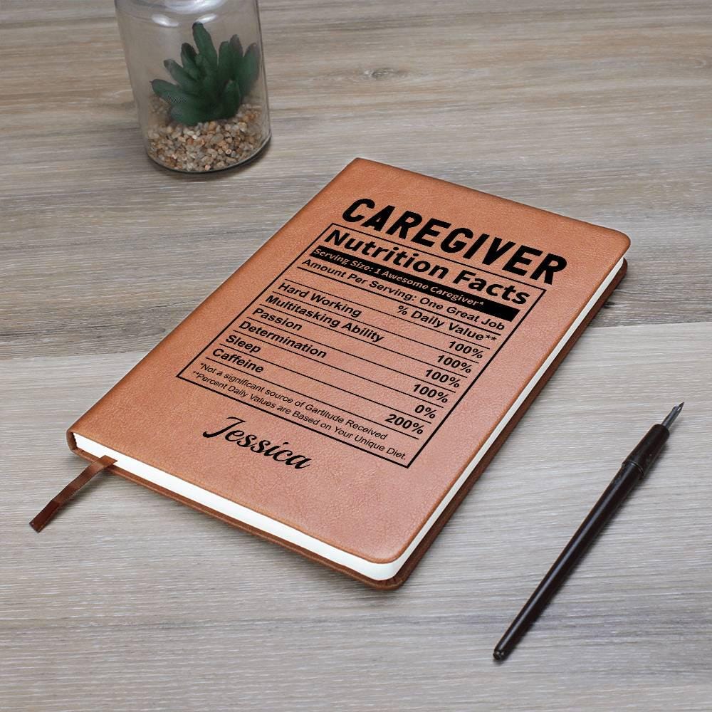 Personalized Caregiver Nutrition Facts Leather Journal – view 9